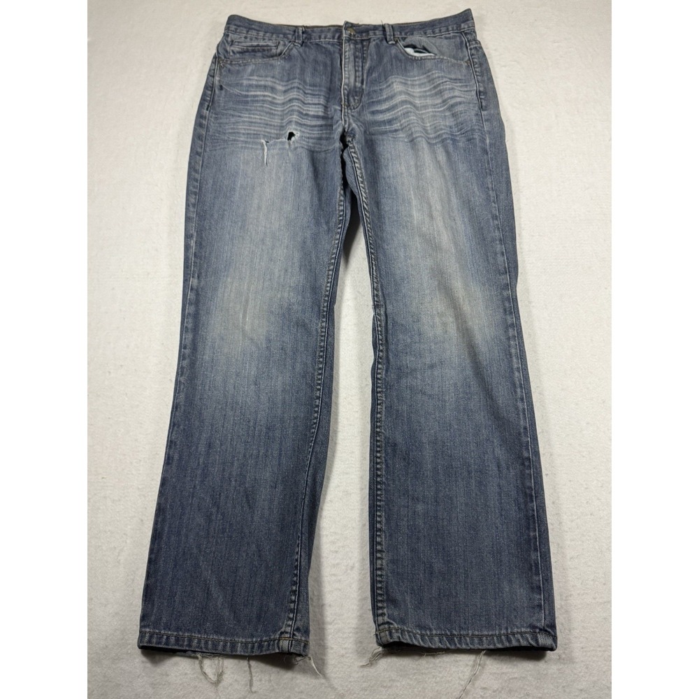 Perry Ellis Premium Denim Jeans Men's 34x30 Distressed Frayed Hem Workwear‎ DIY